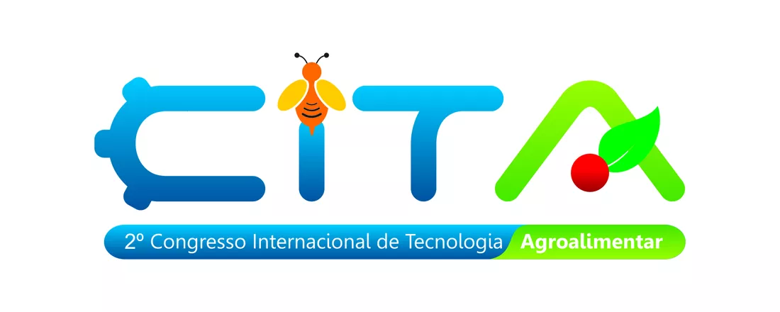 Logo do evento CITA, com destaque para o A,, em verde claro, com uma folha e uma semente vermelha