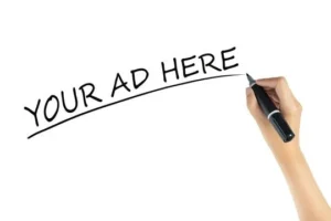 Imagem contendo a frase "your ad here", traduzindo "anuncie aqui"