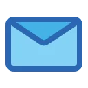 Envelope em dois tons de azul, representando o email